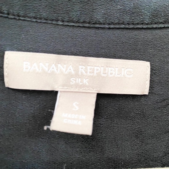Banana Republic Silk Black Long Sleeve V-Neck Tunic Shirt Size S - Picture 9 of 11